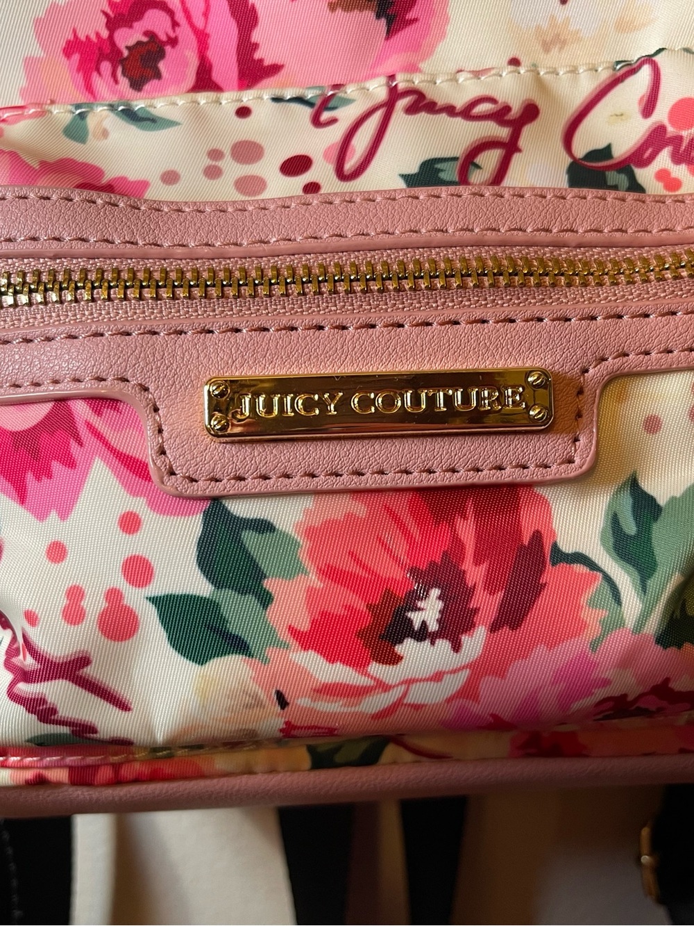 Juicy Couture Pink Floral Tote with Gold Hardware